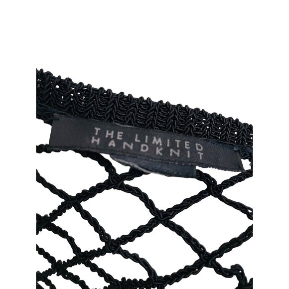 Them Limited Handknit Black Mesh V-Neck Top By The Limited Medium No tag - Picture 3 of 4